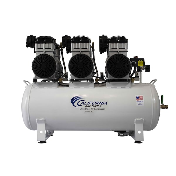 Ultra Quiet And Oil-Free  6.0 Hp, 20.0 Gal. Steel Tank Air Compressor W/ Auto Drain Valve